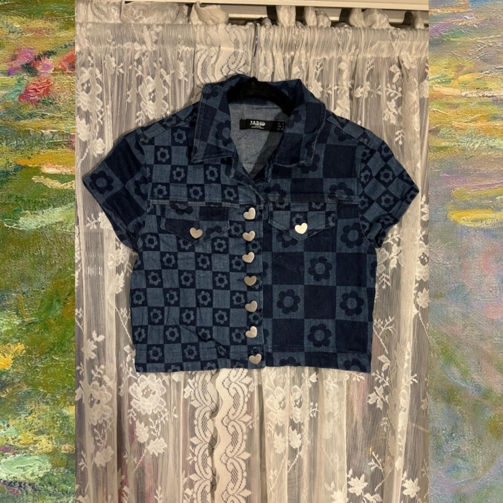 Cutest cropped denim button-up from Jaded London